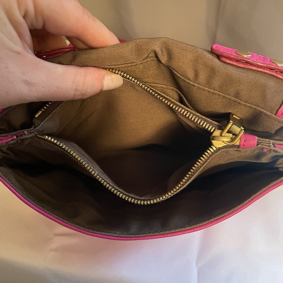 J. CREW HANDBAG TILLARY PURSE NEON HOT PINK LEATHER CROSSBODY FLAP BAG  CLUTCH - Picture 12 of 16